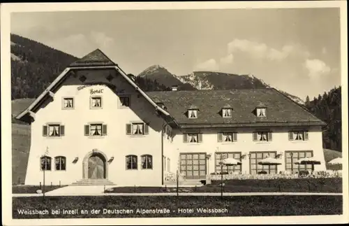 Ak Weißbach an der Alpenstraße Schneizlreuth Bayern, Blick zum Hotel Weissbach