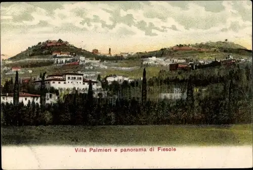 Ak Fiesole Toscana, Villa Palmieri e panorama