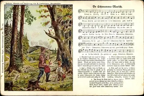 Lied Ak Vogel, Wilhelm, Lattermann, G., Dr Schwamma Marsch, Wanderer im Wald