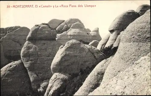 Ak Montserrat Katalonien, El Camell y la Roca Plana dels Llamps