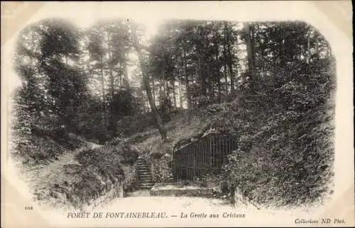 Ak Fontainebleau Seine et Marne, La Grotte aux Cristaux