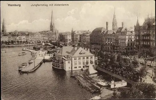 Ak Hamburg, Jungfernstieg mit Alsterdamm
