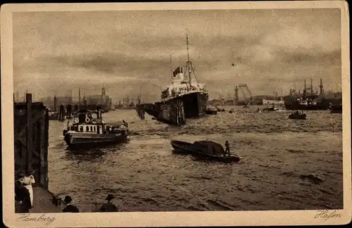 Ak Hamburg, Hafen, Dampfschiff, Dampfer