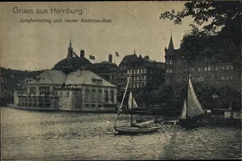 Ak Hamburg Mitte, Jungfernstieg, Neuer Alsterpavillon