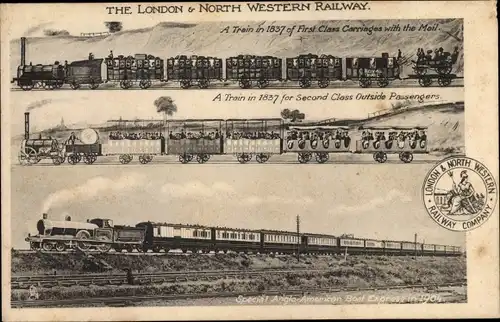 Ak London & North Western Railway, Postzug, offene Waggons, Special Anglo American Boat Express 1904