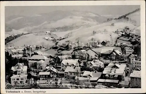 Ak Tiefenbach Desná Dessendorf Isergebirge Reg. Reichenberg, Ortschaft, Winter