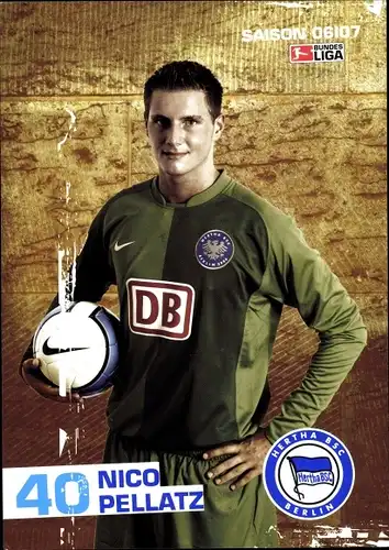 Ak Fußballspieler Nico Pellatz, Torhüter, Hertha BSC, Bundesliga Saison 2006 - 2007