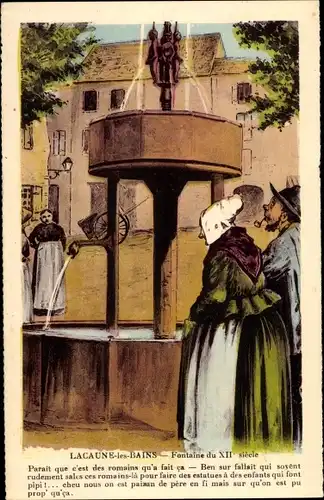 Künstler Ak Lacaune les Bains Tarn, Fontaine du XIIe siècle