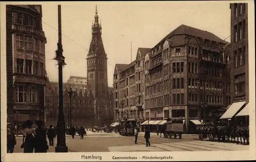 Ak Hamburg Mitte Altstadt, Mönckebergstraße, Commeterhaus, Straßenbahn