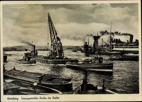 Ak Hamburg, Transportabler Krahn im Hafen