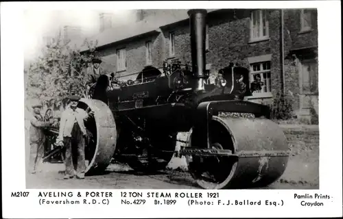Ak Aveling and Porter, 12 Ton Steam Roller 1921, Faversham RDC, Dampfwalze