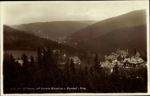 Ak Kipsdorf Altenberg im Erzgebirge, Panorama mit Bärenfels