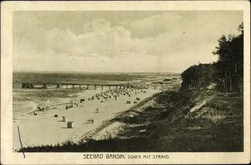 Ak Ostseebad Bansin Heringsdorf auf Usedom, Dünen mit Strand