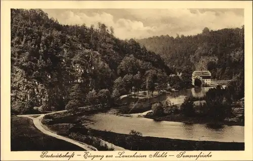 Ak Lauenhain Mittweida in Sachsen, Eingang zur Lauenhainer Mühle an der Zschopau