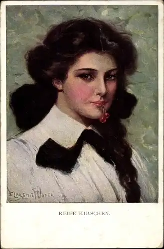 Künstler Ak Underwood, Clare, Reife Kirschen, Portrait einer jungen Frau, Munk 832