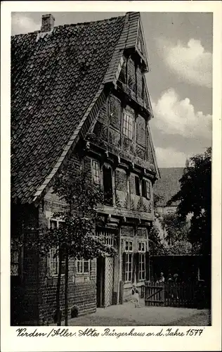 Ak Verden an der Aller, Seitenblick auf altes Bürgerhaus aus dem Jahre 1577