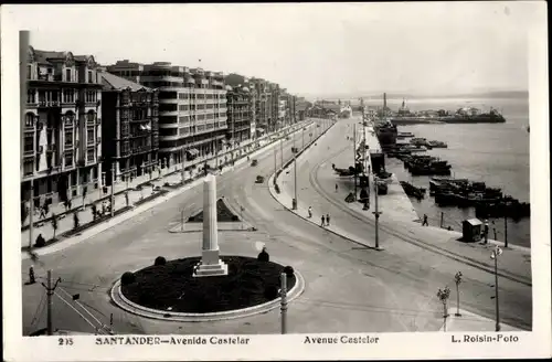 Ak Santander Kantabrien Spanien, Avenida Castelar, monumento