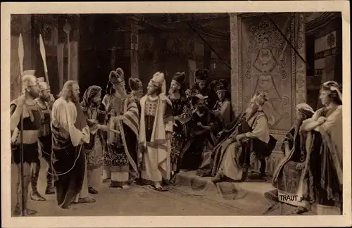 Ak Passionsspiele Oberammergau 1922, Theaterszene, Nr. 42, Jesus vor Herodes
