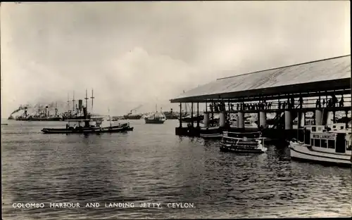 Ak Colombo Ceylon Sri Lanka, Harbour, landing jetty, Hafenpartie