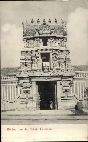Ak Colombo Ceylon Sri Lanka, Hindoo Temple, Petta, Tempel