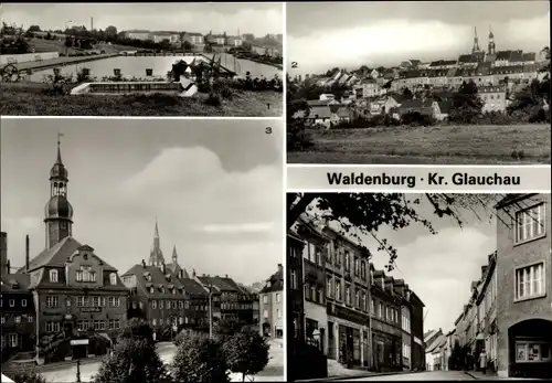 Ak Waldenburg in Sachsen, Rathaus, Freibad, Altenburger Straße