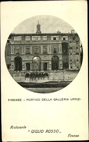 Passepartout Ak Firenze Florenz Toscana, Portico della Galleria Uffizi, Ristorante Giglio Rosso