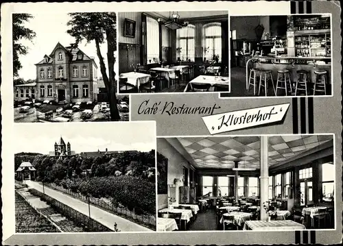 Ak Knechtsteden Dormagen Niederrhein, Klosterhof Café, Außenansicht, Bar, Inneres