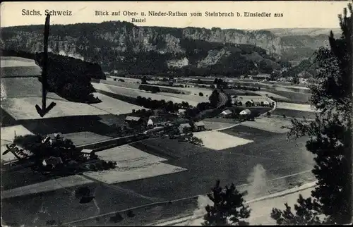 Ak Kurort Rathen im Elbsandsteingebirge, Panorama mit Bastei