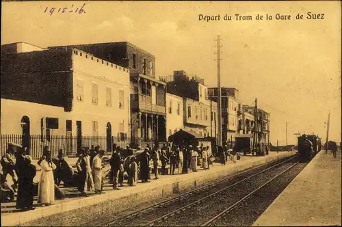 Ak Suez Ägypten, Depart du Tram de la Gare
