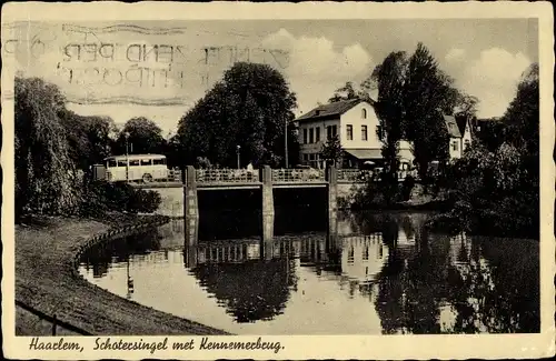 Ak Haarlem Nordholland Niederlande, Schotersingel met Kennemerbrug