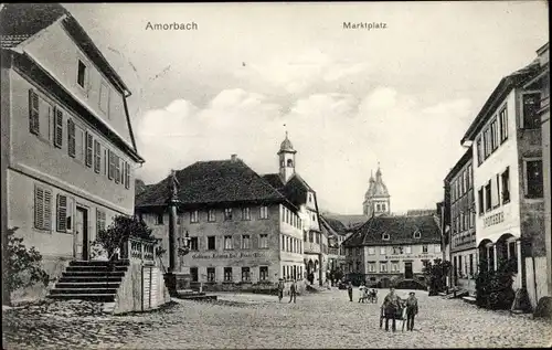 Ak Amorbach Unterfranken, Marktplatz, Gasthaus, Apotheke