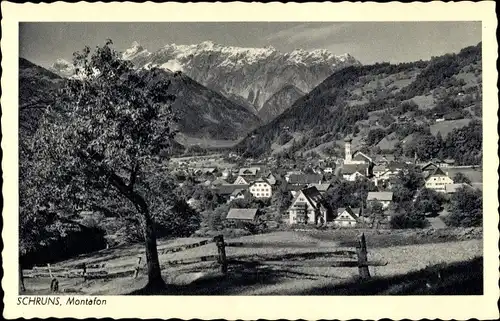 Ak Schruns in Vorarlberg, Montafon, Ortsblick, Gebirge