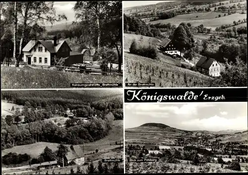 Ak Königswalde im Erzgebirge, Konsumgaststätte Brettmühle, Pöhlberg