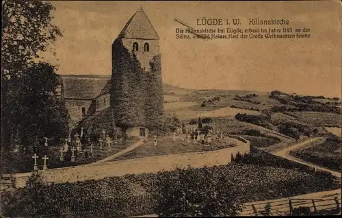 Ak Lügde im Weserbergland, Kilianskirche, Panorama