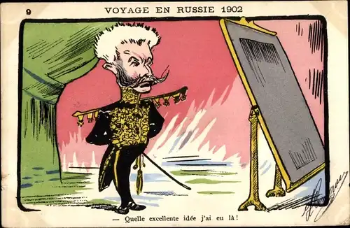 Künstler Ak Voyage en Russie 1902, Zar Nikolaus II. von Russland, Französisch Russische Allianz