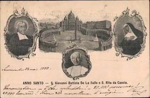 Ak Vatikan, Anno Santo, Papst Leo XIII., Vincenzo Gioacchino Pecci, S. Giovanni Battista, S. Rita