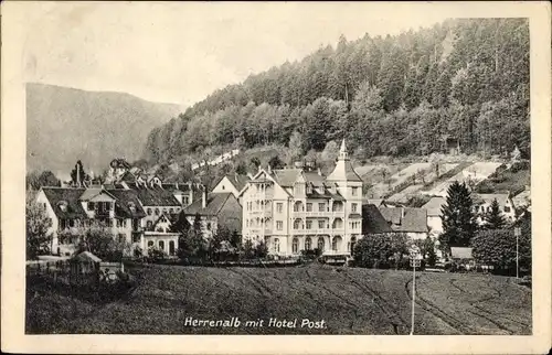 Ak Bad Herrenalb im Schwarzwald, Blick auf den Ort mit Hotel Post