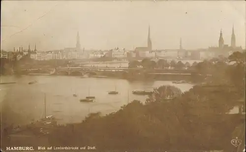 Ak Hamburg, Blick auf die Lombardsbrücke und Stadt