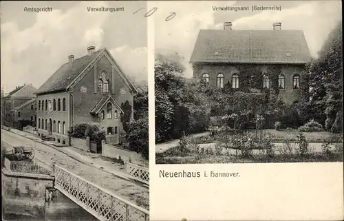 Ak Neuenhaus Niedersachsen, Amtsgericht, Verwaltungsamt, Gartenseite