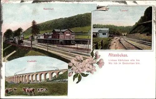 Ak Altenbeken NRW, Bahnhof, Gleisseite, Tunnel, Viadukt