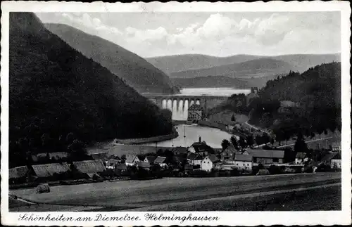 Ak Helminghausen Marsberg, Stausee, Staudamm Diemelsee