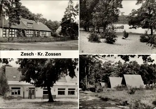 Ak Zesch am See Lindenbrück Zossen im Kreis Teltow Fläming, Alte Försterei, Gasthof Reicherts, See