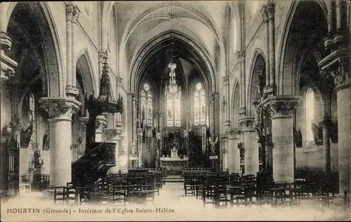 Ak Hourtin Gironde, Intérieur de l'Eglise Sainte Hélène, Inneres der Kirche