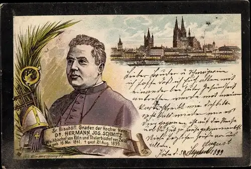 Litho Bischof Hermann Jos. Schmitz, Portrait, Kölner Stadtbild, Dom