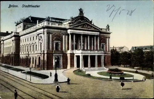 Ak Brno Brünn Südmähren, Stadttheater