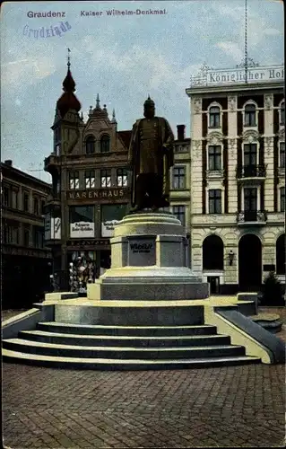 Ak Grudziądz Graudenz Westpreußen, Kaiser Wilhelm I. Denkmal