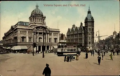 Ak Kingston upon Hull Yorkshire, Victoria Square, City Hall