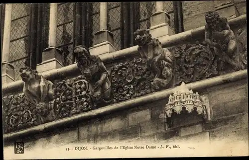 Ak Dijon Côte d’Or, Gargouilles de l'Eglise Notre Dame
