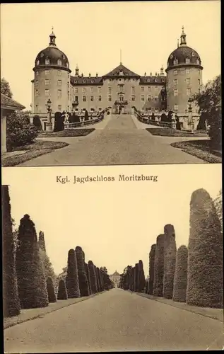 Ak Moritzburg in Sachsen, Blick zum Schloss