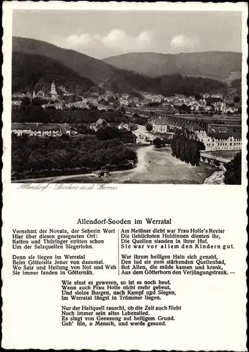 Lied Ak Bad Sooden Allendorf in Hessen, Blick auf den Ort mit Umgebung, Lied 